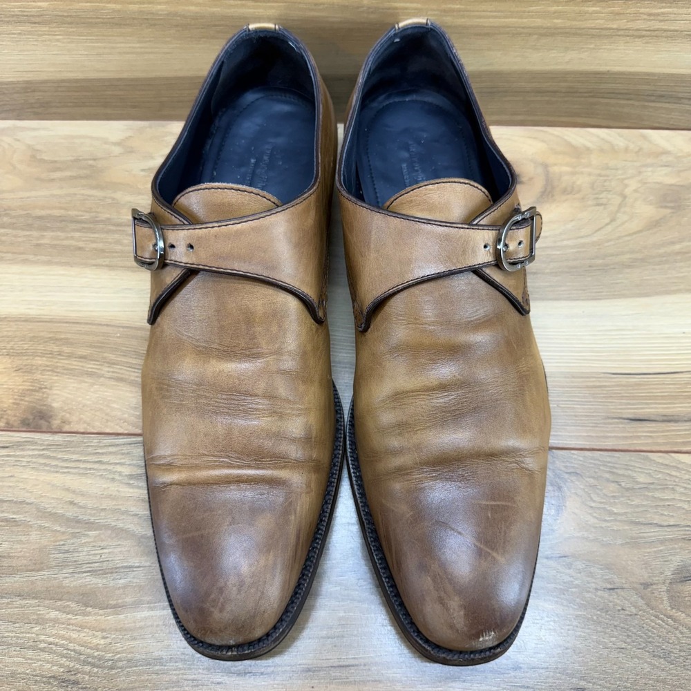 Ermenegildo Zegna Monk Strap Mens 9 Sienna Leather Dress‎ Shoes